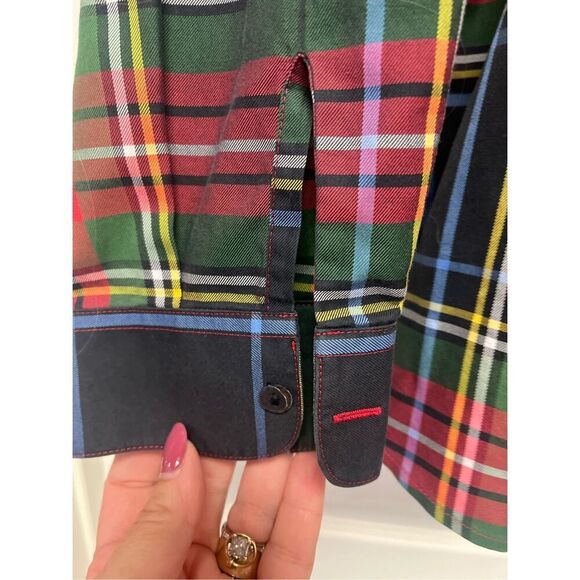 Foxcroft Non-Iron Shaped Fit Holiday Plaid Button Up Shirt sz 24W - Picture 4 of 6